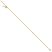 14k Oval Link Chain with Puffed Heart and Key Dangle Anklet Plus Extender