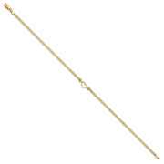 14k Polished Open Heart and Bismark Chain Anklet