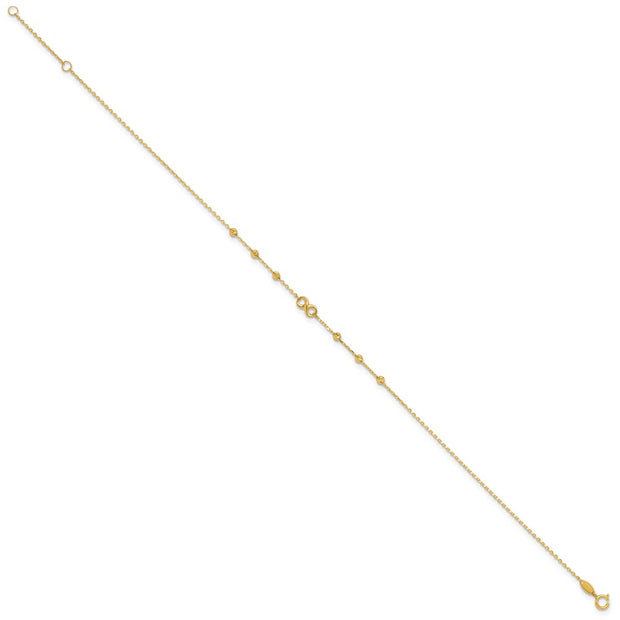 14K Infinity Symbol and Diamond-cut Beads Anklet Plus Extender