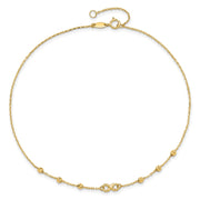 14K Infinity Symbol and Diamond-cut Beads Anklet Plus Extender