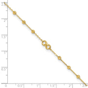 14K Infinity Symbol and Diamond-cut Beads Anklet Plus Extender