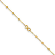 14K Infinity Symbol and Diamond-cut Beads Anklet Plus Extender