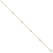 14K Open Hearts 4-Station Anklet Plus Extender