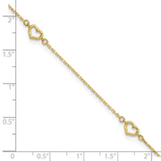 14K Open Hearts 4-Station Anklet Plus Extender
