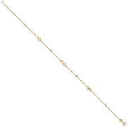 14K Two-Tone Diamond-cut Beads and Infinity Anklet Plus Extender
