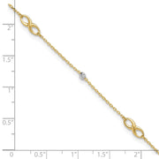 14K Two-Tone Diamond-cut Beads and Infinity Anklet Plus Extender