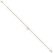 14k Rose Gold Double Strand Chain and Open Twisted Heart Anklet Plus Heart Dangle Extender