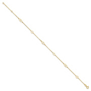 14K Polished Heart Links and Chain Anklet Plus Extender