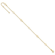 14K Polished Heart Links and Chain Anklet Plus Extender