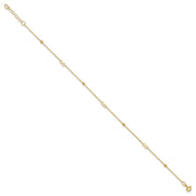 14K Polished Infinity and Beads Anklet Plus Extender
