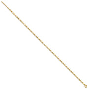 14K Polished Fancy Link Chain Anklet Plus Extender