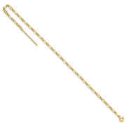14K Polished Fancy Link Chain Anklet Plus Extender