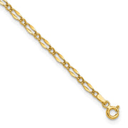 14K Polished Fancy Link Chain Anklet Plus Extender