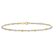 14K Two-tone Polished Diamond-cut Infinity Link Anklet Plus Extender