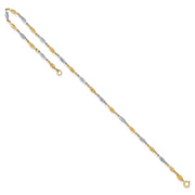 14K Two-tone Polished Diamond-cut Infinity Link Anklet Plus Extender