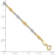 14K Two-tone Polished Diamond-cut Infinity Link Anklet Plus Extender