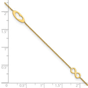 14k Polished Infinity and Heart Anklet with Extender