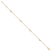 14k Polished Bows 4-station Anklet Plus Extender