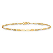 14k Polished Elongated Anchor Link Anklet Plus Extender