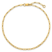 14k Polished Elongated Anchor Link Anklet Plus Extender