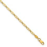 14k Polished Elongated Anchor Link Anklet Plus Extender