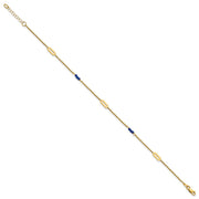 14k Polished Blue Spinel Beads and Ovals Anklet Plus Extender