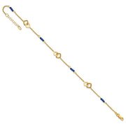14k Polished Blue Spinel Beads and Squares Anklet Plus Extender
