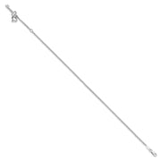 14k White Gold Polished Curb Link Chain with Puffed Heart and Key Dangle Anklet Plus Extender