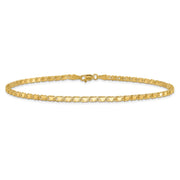 14k Polished Double-Sided Hearts Double Link Anklet