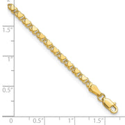 14k Polished Double-Sided Hearts Double Link Anklet