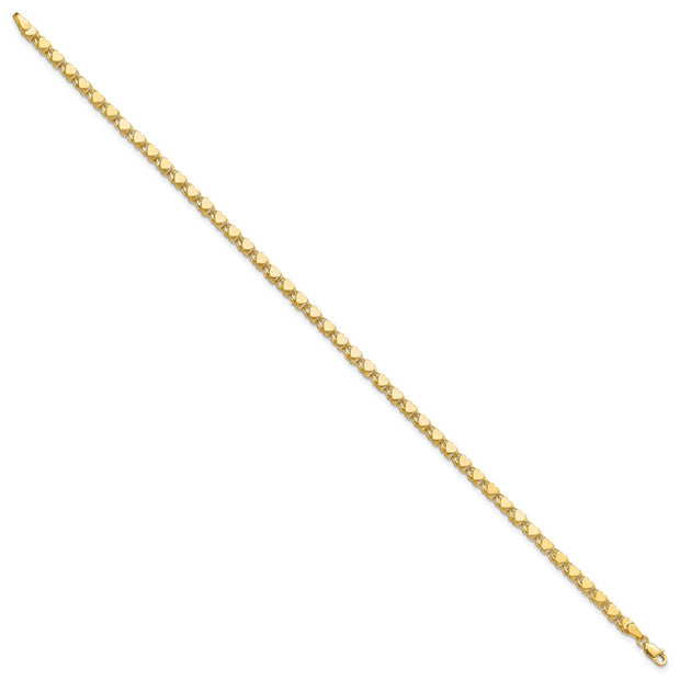 14k Polished Double-Sided Hearts Double Link Anklet