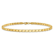 14k Polished Double-Sided Hearts Double Link Anklet