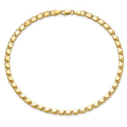 14k Polished Double-Sided Hearts Double Link Anklet