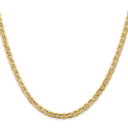 14K 4mm Semi-Solid Anchor with Lobster Clasp Chain