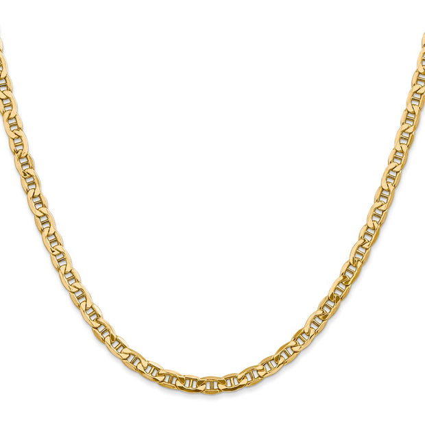 14K 4mm Semi-Solid Anchor with Lobster Clasp Chain