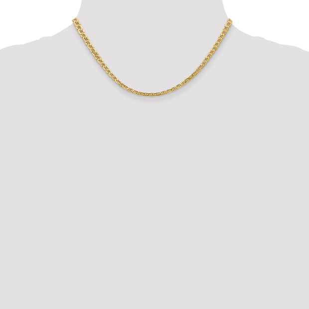 14K 4mm Semi-Solid Anchor with Lobster Clasp Chain