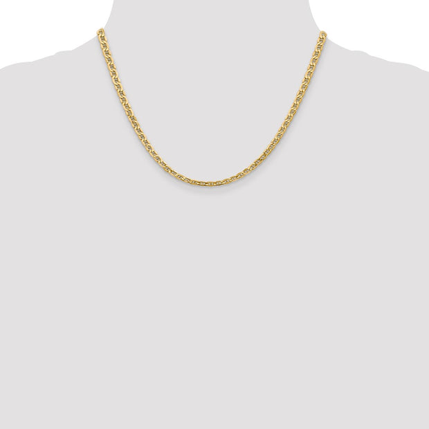 14K 4mm Semi-Solid Anchor with Lobster Clasp Chain