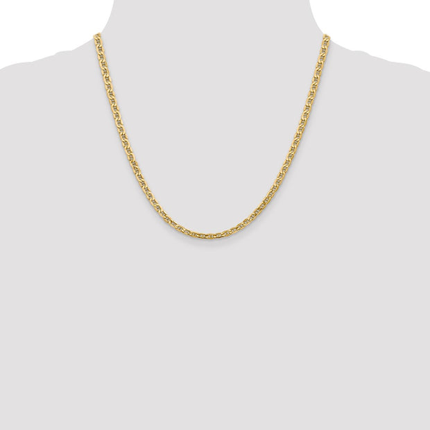 14K 4mm Semi-Solid Anchor with Lobster Clasp Chain