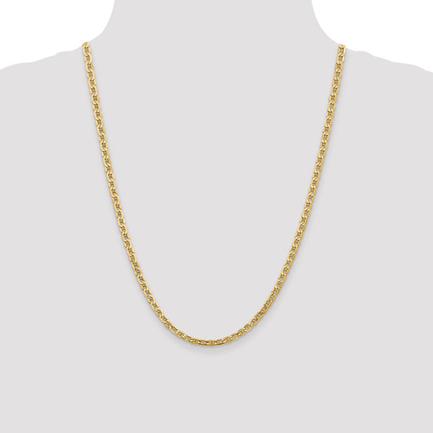 14K 4mm Semi-Solid Anchor with Lobster Clasp Chain