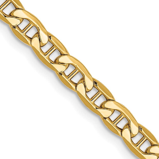 14K 4mm Semi-Solid Anchor with Lobster Clasp Chain