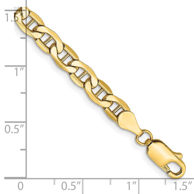 14K 4.75mm Semi-Solid Anchor with Lobster Clasp Bracelet