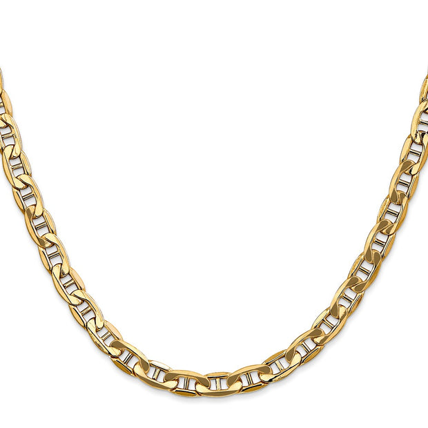 14K 5.5mm Semi-Solid Anchor with Lobster Clasp Chain