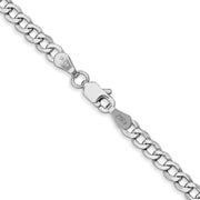 14K White Gold 3.35mm Semi-Solid Curb with Lobster Clasp Chain