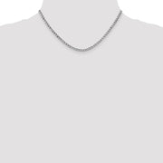 14K White Gold 3.35mm Semi-Solid Curb with Lobster Clasp Chain