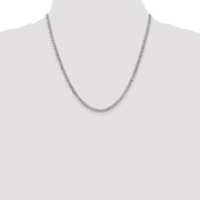 14K White Gold 3.35mm Semi-Solid Curb with Lobster Clasp Chain