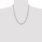 14K White Gold 3.35mm Semi-Solid Curb with Lobster Clasp Chain