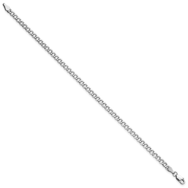 14K White Gold 3.35mm Semi-Solid Curb with Lobster Clasp Bracelet
