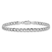 14K White Gold 3.35mm Semi-Solid Curb with Lobster Clasp Bracelet