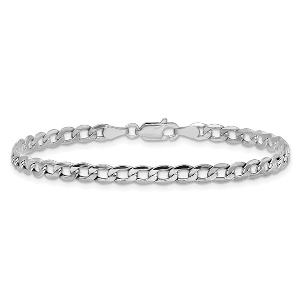 14K White Gold 3.35mm Semi-Solid Curb with Lobster Clasp Bracelet