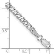 14K White Gold 3.35mm Semi-Solid Curb with Lobster Clasp Bracelet